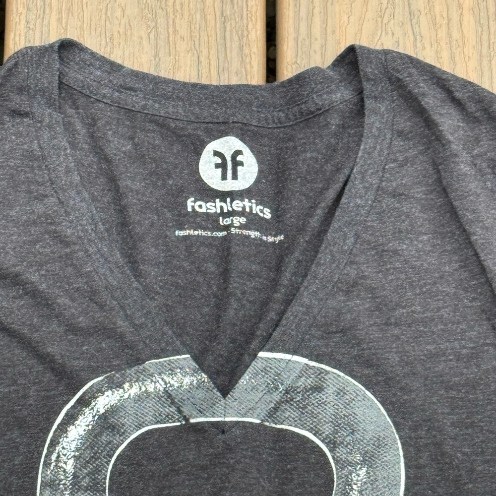Gray Short Sleeve Tee with Blue Kettlebell Graphic - Picture 2 of 4